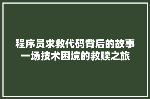 程序员求救代码背后的故事一场技术困境的救赎之旅