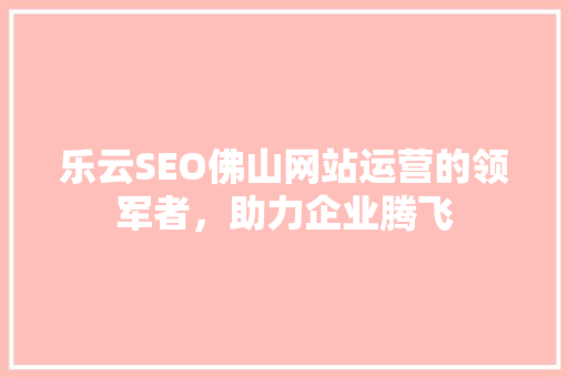 乐云SEO佛山网站运营的领军者，助力企业腾飞