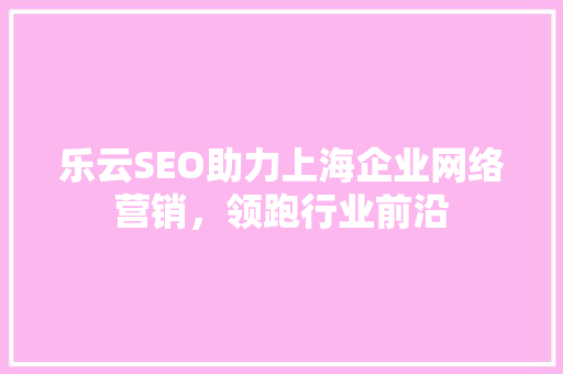 乐云SEO助力上海企业网络营销，领跑行业前沿