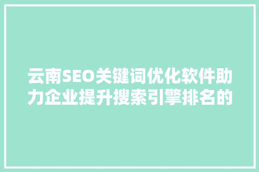 云南SEO关键词优化软件助力企业提升搜索引擎排名的得力助手