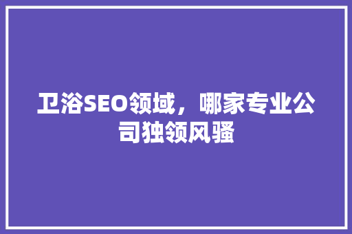 卫浴SEO领域，哪家专业公司独领风骚