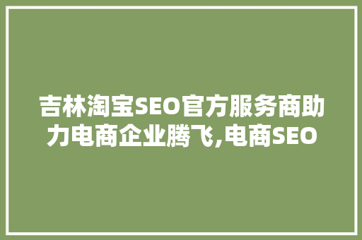 吉林淘宝SEO官方服务商助力电商企业腾飞,电商SEO优化之路