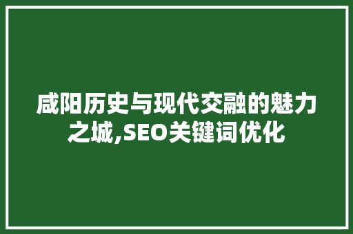 咸阳历史与现代交融的魅力之城,SEO关键词优化
