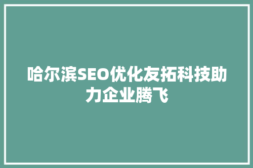 哈尔滨SEO优化友拓科技助力企业腾飞