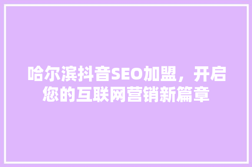 哈尔滨抖音SEO加盟，开启您的互联网营销新篇章
