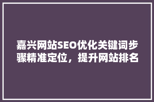 嘉兴网站SEO优化关键词步骤精准定位，提升网站排名