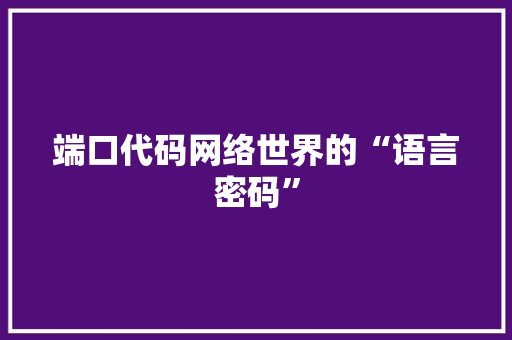 端口代码网络世界的“语言密码”