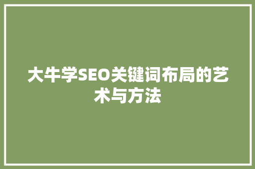 大牛学SEO关键词布局的艺术与方法
