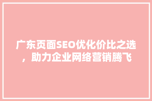 广东页面SEO优化价比之选，助力企业网络营销腾飞