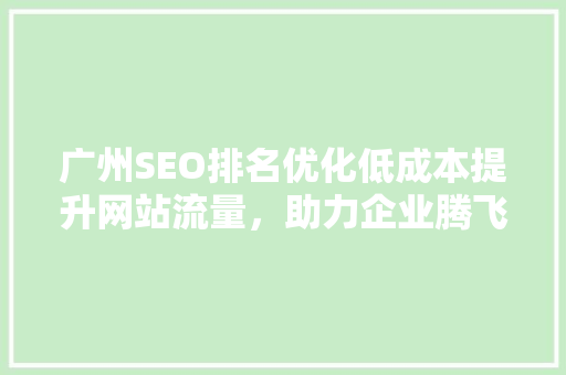 广州SEO排名优化低成本提升网站流量，助力企业腾飞
