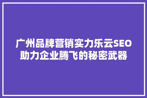 广州品牌营销实力乐云SEO助力企业腾飞的秘密武器