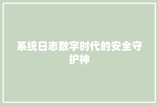 系统日志数字时代的安全守护神