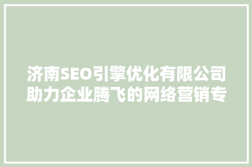 济南SEO引擎优化有限公司助力企业腾飞的网络营销专家