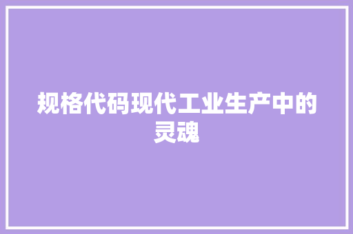 规格代码现代工业生产中的灵魂