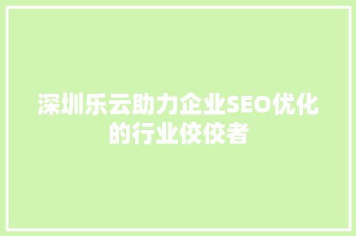 深圳乐云助力企业SEO优化的行业佼佼者