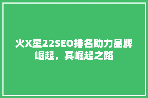 火X星22SEO排名助力品牌崛起，其崛起之路