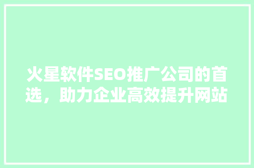 火星软件SEO推广公司的首选，助力企业高效提升网站排名