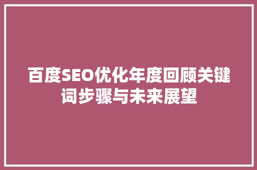 百度SEO优化年度回顾关键词步骤与未来展望