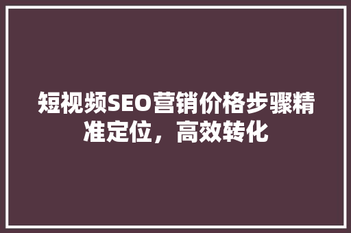 短视频SEO营销价格步骤精准定位，高效转化  第1张