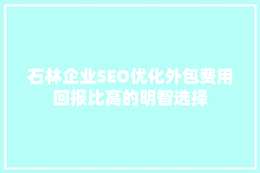 石林企业SEO优化外包费用回报比高的明智选择