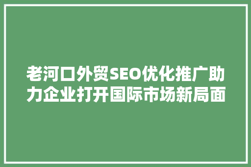 老河口外贸SEO优化推广助力企业打开国际市场新局面