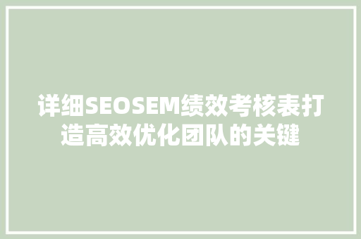 详细SEOSEM绩效考核表打造高效优化团队的关键  第1张