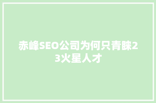 赤峰SEO公司为何只青睐23火星人才