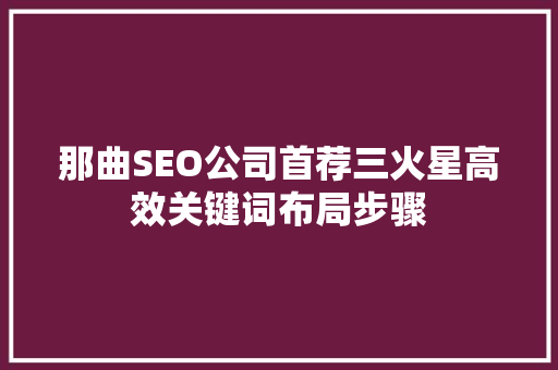 那曲SEO公司首荐三火星高效关键词布局步骤