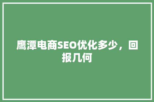 鹰潭电商SEO优化多少，回报几何