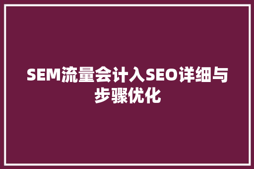 SEM流量会计入SEO详细与步骤优化