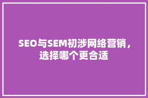 SEO与SEM初涉网络营销，选择哪个更合适