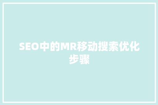 SEO中的MR移动搜索优化步骤