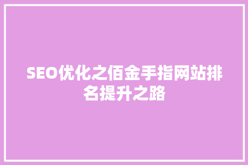 SEO优化之佰金手指网站排名提升之路