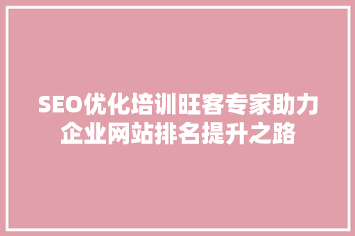 SEO优化培训旺客专家助力企业网站排名提升之路