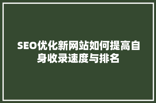 SEO优化新网站如何提高自身收录速度与排名