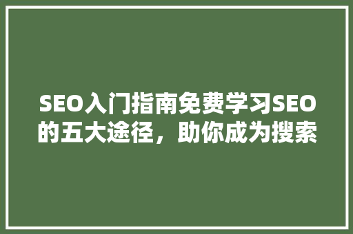 SEO入门指南免费学习SEO的五大途径，助你成为搜索优化高手