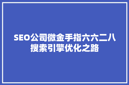 SEO公司微金手指六六二八搜索引擎优化之路