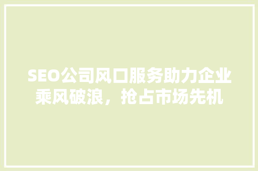 SEO公司风口服务助力企业乘风破浪，抢占市场先机  第1张