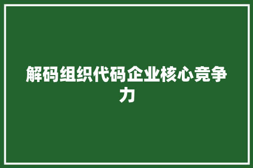 解码组织代码企业核心竞争力