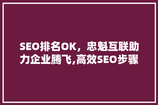 SEO排名OK，忠魁互联助力企业腾飞,高效SEO步骤