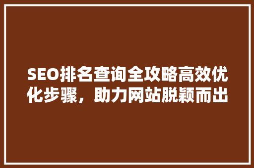 SEO排名查询全攻略高效优化步骤，助力网站脱颖而出  第1张