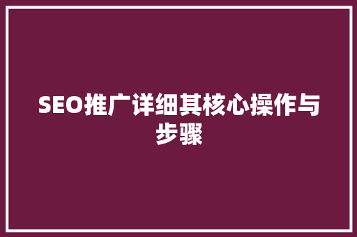 SEO推广详细其核心操作与步骤