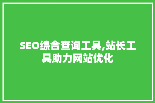 SEO综合查询工具,站长工具助力网站优化