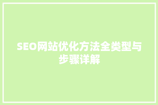 SEO网站优化方法全类型与步骤详解