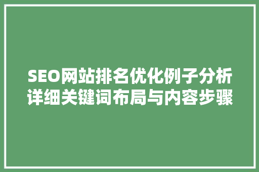 SEO网站排名优化例子分析详细关键词布局与内容步骤