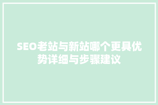 SEO老站与新站哪个更具优势详细与步骤建议