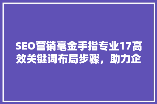 SEO营销毫金手指专业17高效关键词布局步骤，助力企业互联网腾飞  第1张