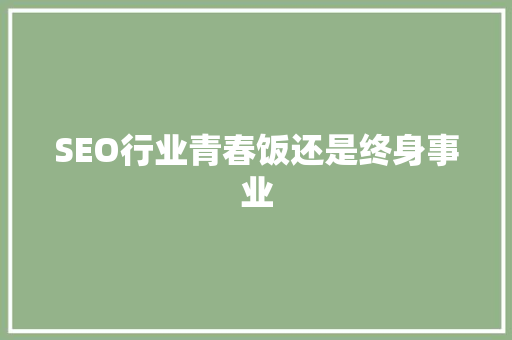 SEO行业青春饭还是终身事业