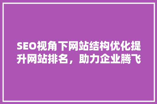 SEO视角下网站结构优化提升网站排名，助力企业腾飞