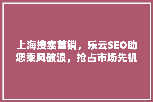 上海搜索营销，乐云SEO助您乘风破浪，抢占市场先机